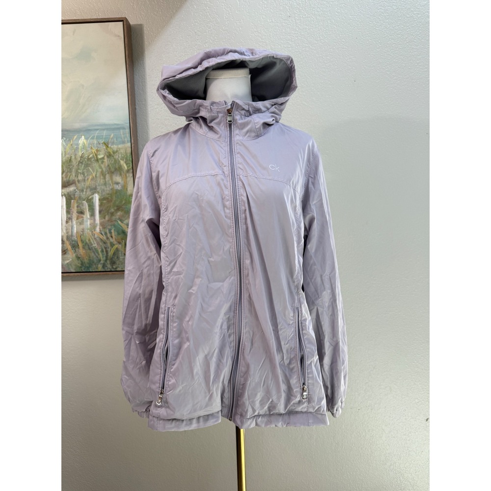 Calvin Klein Performance Lavender Fleece Lined Hooded Windbreaker Jacket Medium